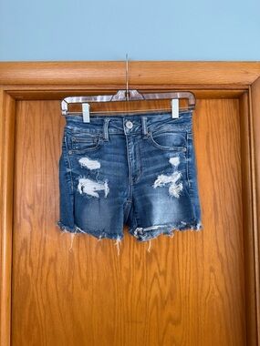 American Eagle Outfitters Distressed Dark Blue Denim Jean Shorts